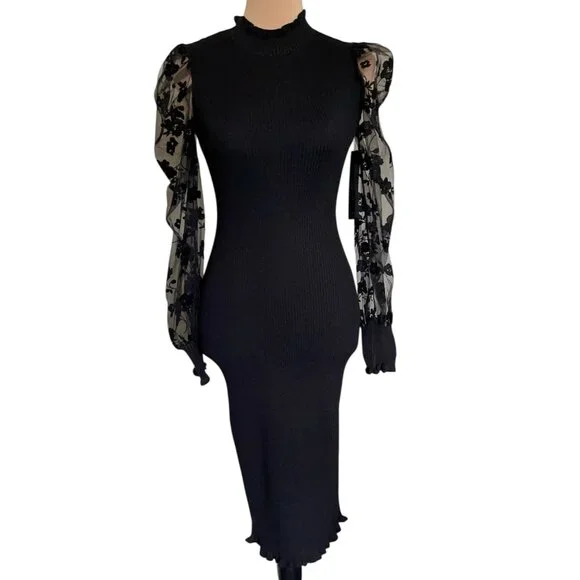 Almost Famous Long Sleeve Fine Gauge Mock Neck Dress Sz S - Picture 4 of 7